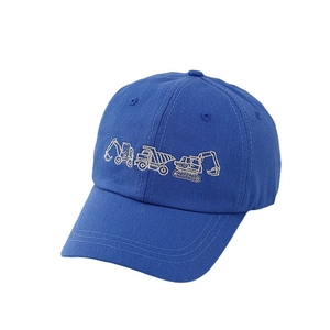 Kids navy baseball cap with construction vehicle embroidery and adjustable brim
