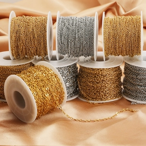 18k gold and silver stainless steel cross chains on spools for DIY jewelry making