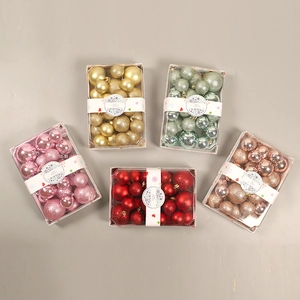 Christmas ball ornament set with matte and glitter finishes in five diverse colors