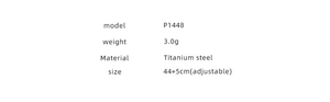 Detailed size chart and weight specifications for adjustable titanium steel necklace
