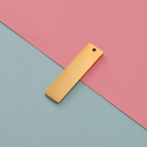 Polished golden stainless steel rectangular bar pendant for DIY jewelry engraving