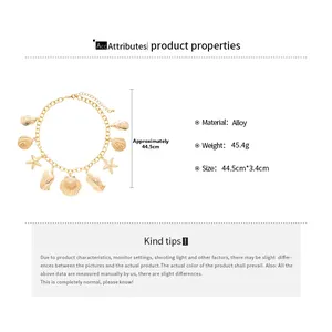 Detailed view of beach style gold starfish necklace with 44.5cm length and dimensions