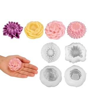 3D Flower Silicone Mold Rose Lotus Peony For Candle Soap Making DIY Craft Baking Fondant Decoration White