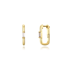 Elegante goldene U-Form Creolen mit Baguette-Zirkonia in einem minimalistischen Design