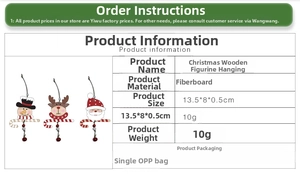 Detail of wooden Christmas ornaments featuring Santa, snowman, and reindeer shapes