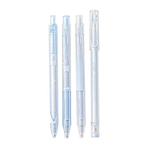 Set of 4 clear fluorite style 0.5mm gel pens in light blue aesthetic stationery designs