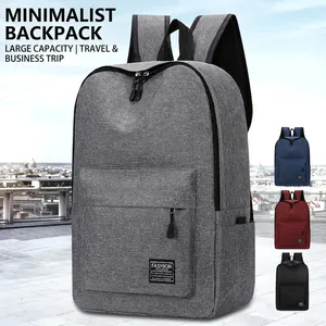 Grey minimalist laptop backpack with USB port and waterproof large capacity design