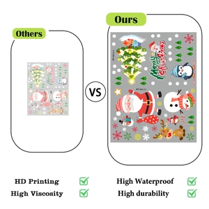 Detail showing high-definition printing and waterproof quality of Santa Christmas stickers