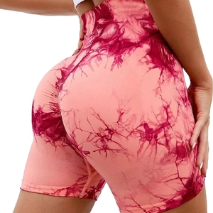 Short de fitness tie-dye taille haute pour femme avec effet push-up et gainant