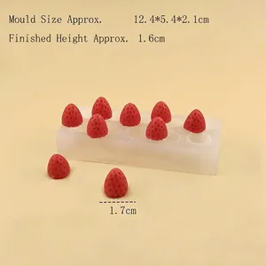 Detailed strawberry silicone mold with dimensions 12.4x5.4x2.1cm for candle making
