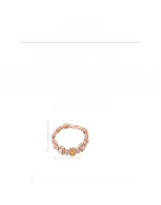 Detail view of rose gold tennis bracelet with square zircons and product specifications