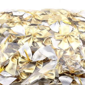 Bulk pack of gold and silver mini bows for DIY Christmas tree and gift decoration