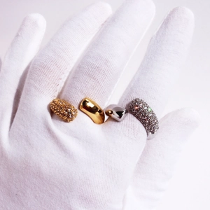 Elegant gold and silver zircon inlay open rings for women in a set of four styles