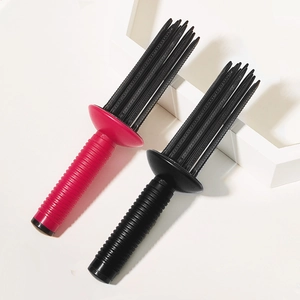 Dual-set professional hair styling vent brushes in black and rose red for wavy hair volume