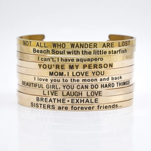Minimalistisches Edelstahl Graviertes Armreif Für Damen Roségold Inspirierende Zitate Mantra C Form Offenes Armband Schmuck