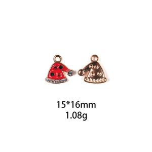 Detail view of 15x16mm Christmas hat pendants with dimensions and weight specs