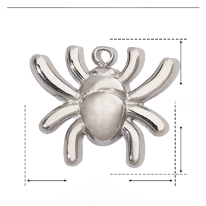 Detailed size chart for the stainless steel spider pendant with dimensions and weight