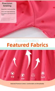 Detail of pink polka dot cotton fabric showing quality stitching and soft texture