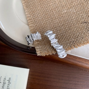 Minimalist S925 sterling silver rings with textured crinkle finish and wavy surface