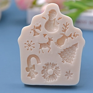 Christmas silicone mold with snowman, reindeer and snowflake shapes for DIY baking and crafts