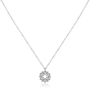 Elegant S925 sterling silver flower pendant necklace with shimmering zircon stones