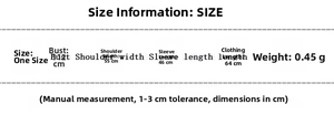 Detailed size chart for oversized checkerboard knit sweater showing bust and length measures