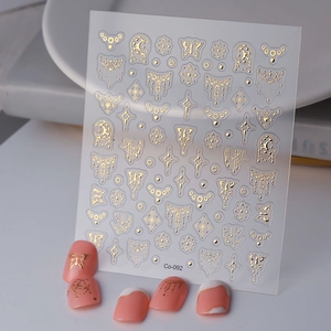 Golden Embossed 5D Butterfly Moon Star Nail Stickers Vintage Gilding Self Adhesive Nail Decals Manicure Decorations For Women