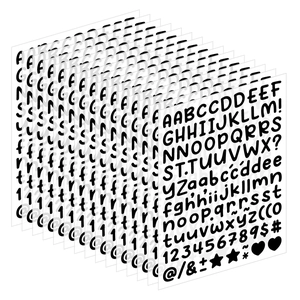 Close-up of 0.5 inch alphabet and number sticker sheets for scrapbooking and DIY crafts