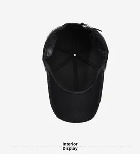 Detailed interior of winter baseball cap showing warm fleece lining and ear flaps