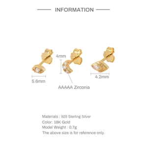 Detail view of 925 sterling silver evil eye stud earring set with AAAAA zirconia in gold