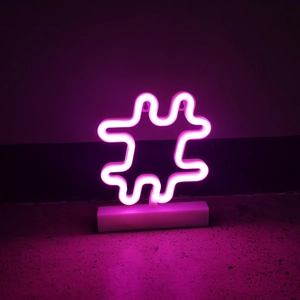 Pink LED neon hashtag sign with base for Christmas and bar desktop decoration