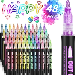 Outline Markers Metallic Silver Color Pens Water Based Ink For DIY Scrapbooking Greeting Cards Drawing Painting