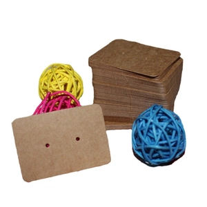 Kraft paper earring display cards with two pre-cut holes on white background