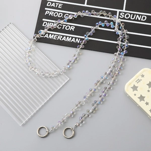 Luxurious crystal beaded shoulder strap with shimmering facets and silver metal rings