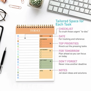 Detailed view of English task checklist and top priorities on spiral planner pages