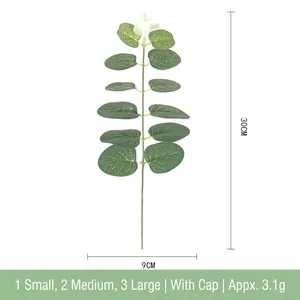Artificial eucalyptus stem detail with 30cm height and realistic grey-green leaves