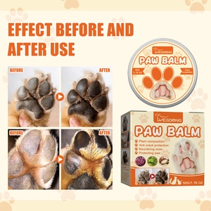 Before and after comparison of pet paw balm moisturizing cracked nose and foot pads
