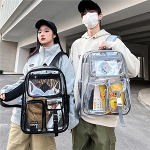 Zaino impermeabile in PVC trasparente multi-tasche in stili nero e grigio-blu