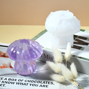 DIY mushroom silicone mold for resin art and hydroponic vase display on table