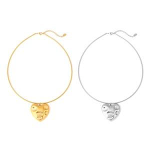 Irregular heart pendant necklaces in gold and silver finish with sleek snake chain