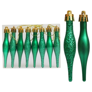 Lot de décorations de Noël en forme de goutte verte, finitions mates et pailletées