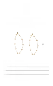 Detailed size chart showing 8cm S925 silver and baroque pearl hoop earrings specifications