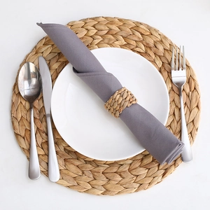 Woven Napkin Rings Water Hyacinth Handmade Natural Straw Rustic Decor For Dining Table Hotel Party