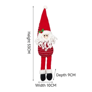 Plush Christmas Santa Claus doll with long legs measuring 53cm tall on white background