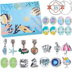 Christmas countdown advent calendar with DIY ocean charms and snake chain bracelets
