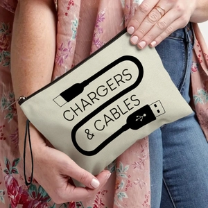 Portable Linen Makeup Bag Zipper Cosmetic Pouch With Wrist Strap Travel Storage For Chargers Cables Beauty Accessories