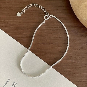 Elegant S925 sterling silver anklet with sparkling zircon stones and heart charm