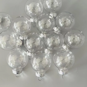 Clear Fillable Christmas Ball Ornaments Plastic Baubles With Silver Caps For DIY Holiday Party Tree Decor