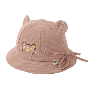 Baby Herbst Fischerhut aus Cord mit Bärenohren und Bindeband für Kleinkinder