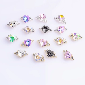 3D Aurora Heart Nail Art Charms Sweet Alloy Rhinestone Valentine's Day Manicure DIY Decoration Accessories For Women